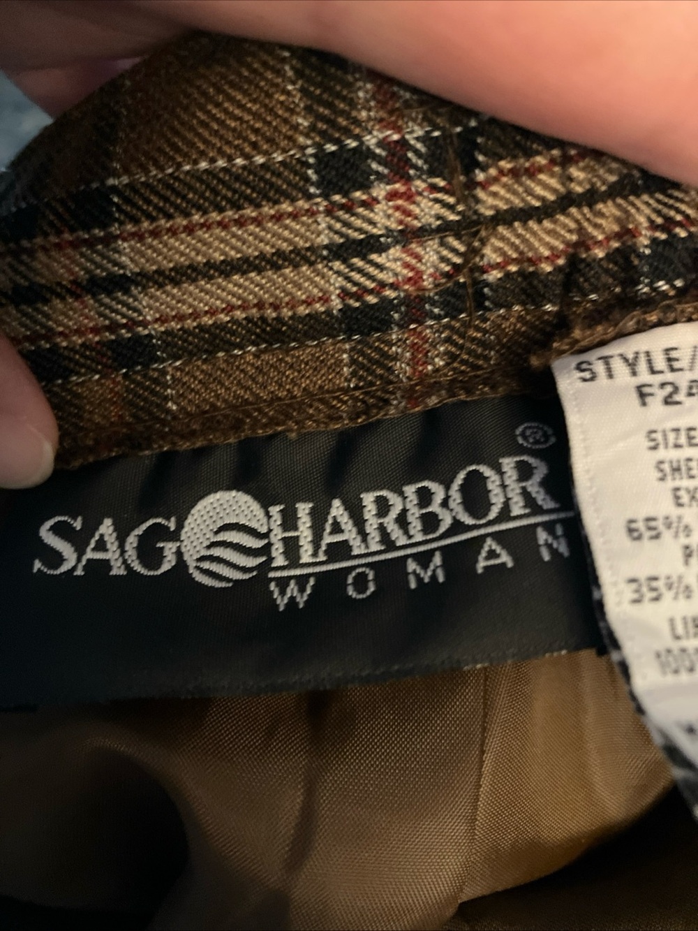 NWT Sag Harbor Washable Brown Long Straight Plaid Skirt 16W - Picture 6 of 7